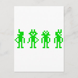 Postal robots de píxeles verdes