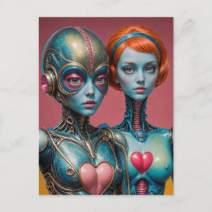 Postal Robots femeninos Scifi