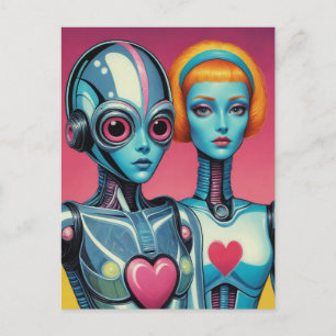 Postal Robots femeninos Scifi Heart