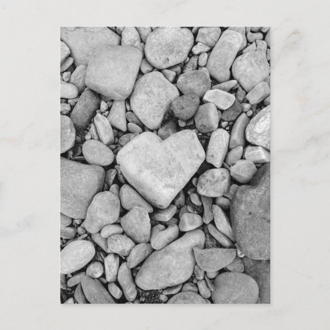 Postal roca blanco y negro del corazón (Anverso)