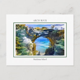 Postal Roca de arco icónico en la isla de Mackinac, MI