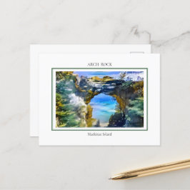 Postal Roca de arco icónico en la isla de Mackinac, MI