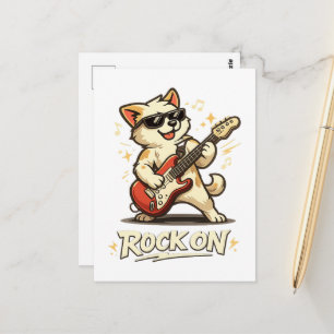 Postal Roca En Guitarra Perro Divertido Música Rock