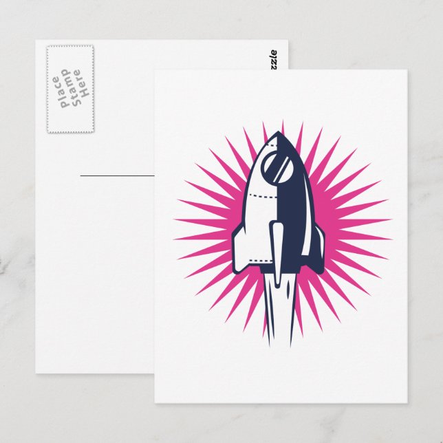 Postal Roca espacial retro (Anverso / Reverso)