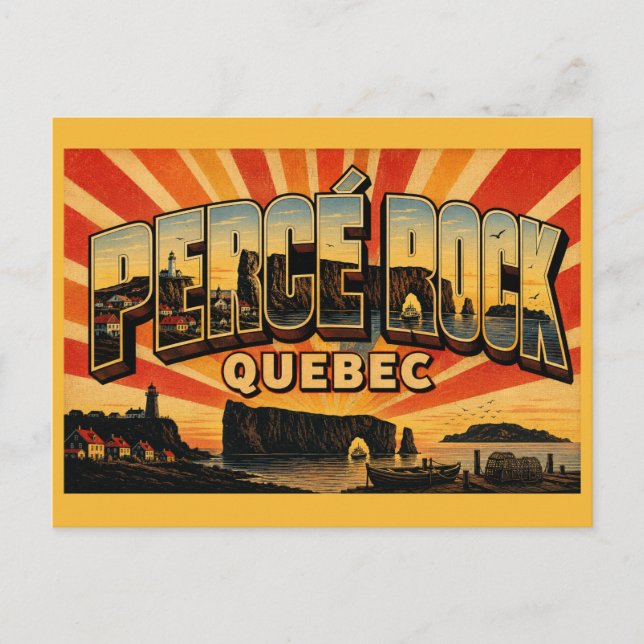 Postal Roca Percé Quebec Maravilla Natural (Anverso)