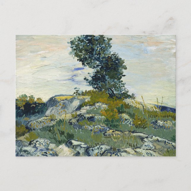 Postal Rocas con Roble, Pintura al Óleo de Van Gogh (Anverso)