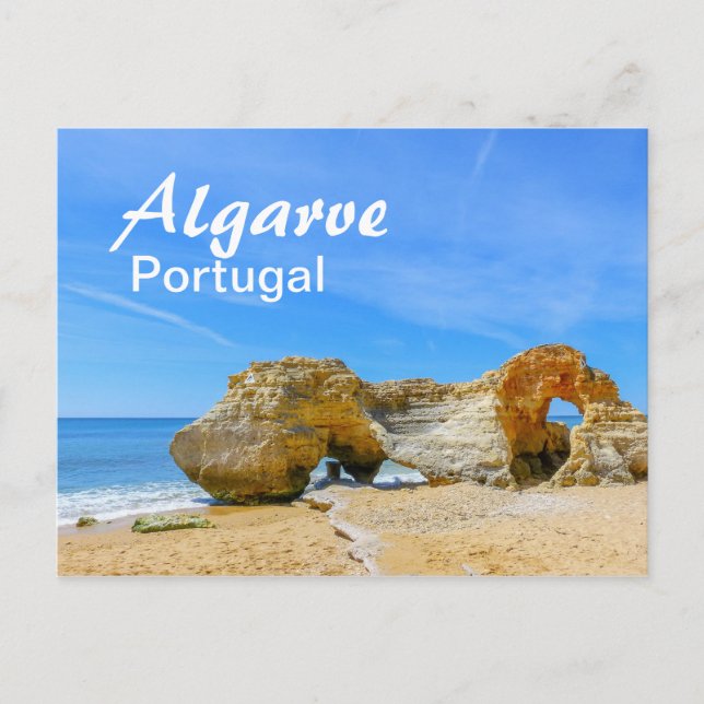 Postal Rocas de algarve en la playa de Portugal (Anverso)