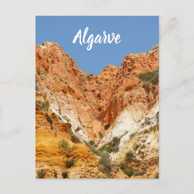 Postal Rocas de la Falesia del Algarve en Portugal (Anverso)