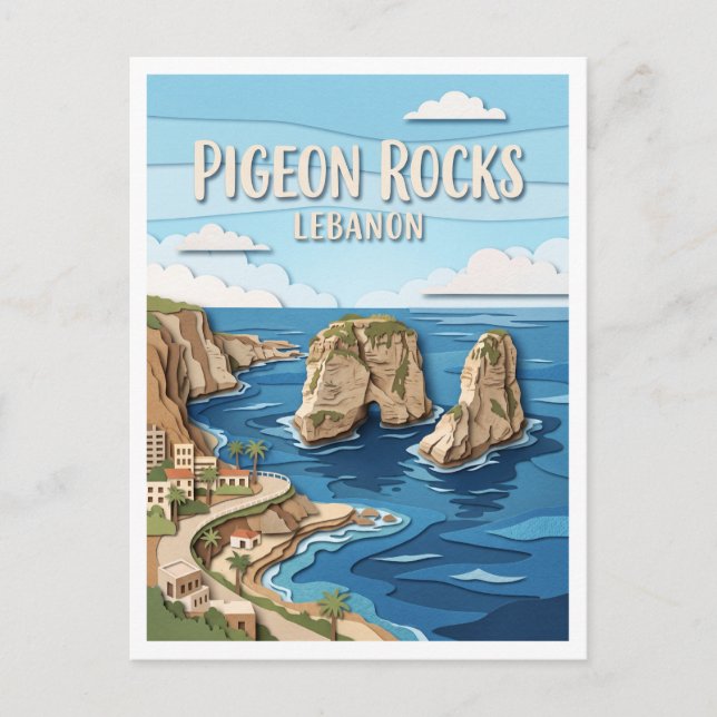 Postal Rocas de las Palomas Beirut Líbano (Anverso)