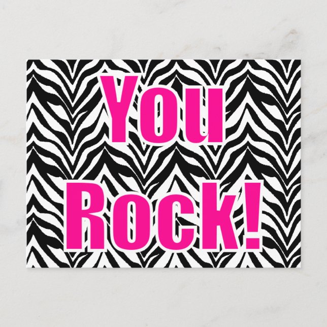 Postal ¡Rocas! Estampado de Cebra (Anverso)
