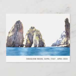 Postal Rocas Faraglioni Capri Italia Acuarela Viaje