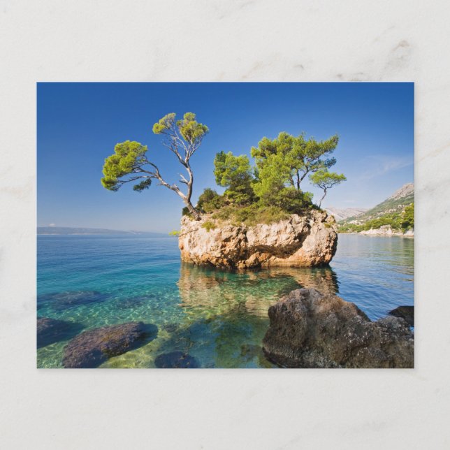 Postal Rocas, mar y una pequeña isla (Anverso)