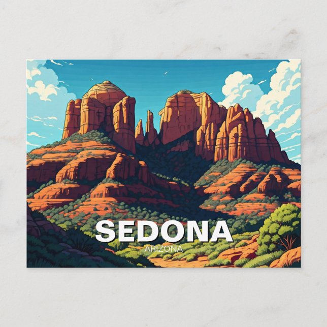 Postal Rocas rojas de viaje de Sedona Arizona (Anverso)