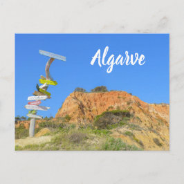 Postal Rocas y carteles de Algarve Portugal