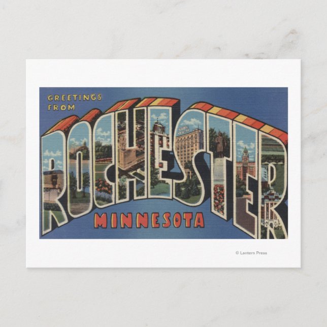 Postal Rochester, Minnesota - Escenas de letras grandes (Anverso)