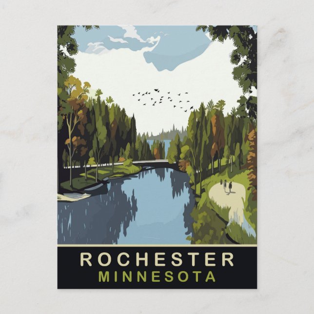 Postal Rochester, Minnesota, Parque, Viaje (Anverso)