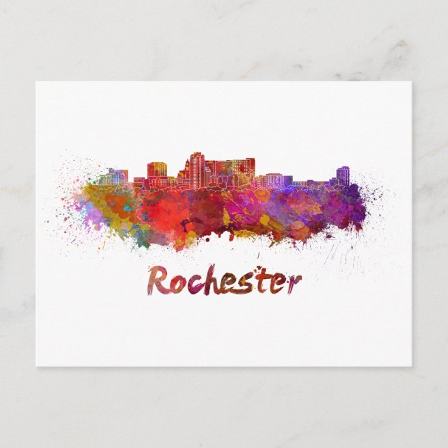 Postal Rochester MN skyline in watercolor (Anverso)