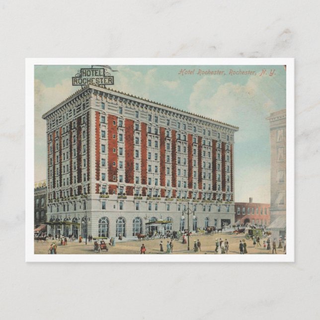 Postal Rochester NY, Hotel Rochester, 1909 Vintage Style (Anverso)