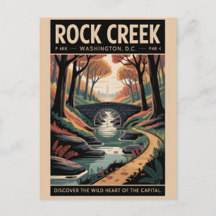 Postal Rock Creek Park   Póster de viaje vintage de Washi
