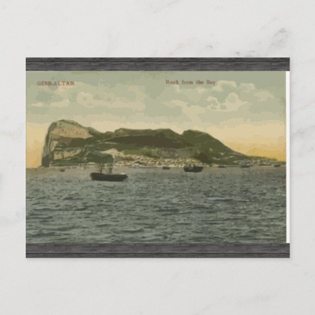 Postal Rock de Gibraltar Desde La Bahía, Vintage (Anverso)