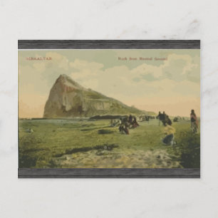 Postal Rock de Gibraltar desde tierra neutral, vintage