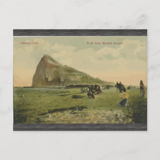 Postal Rock de Gibraltar desde tierra neutral, vintage