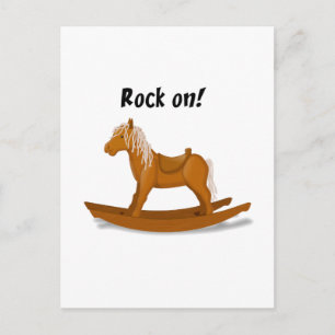 Postal Rock On Rocke Horse Cute Kids Personalizado