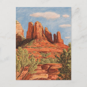Postal Rock Rojo, Sedona, Arizona, dibujo de Crayon