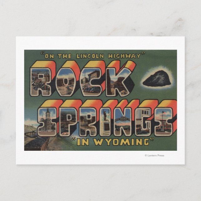 Postal Rock Springs, Wyoming - Escenas de letras grandes (Anverso)