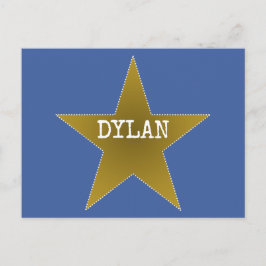 Postal Rock Star Birday Gracias Postcard Blue Gold