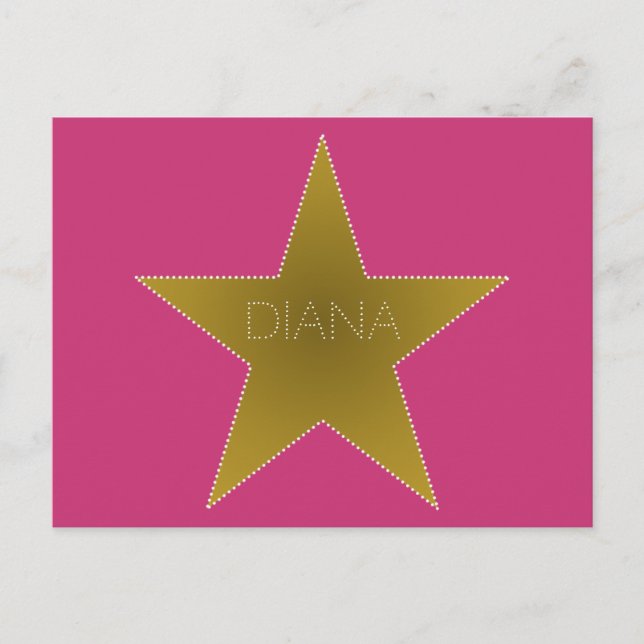 Postal Rock Star Birday Gracias Postcard Pink Gold (Anverso)