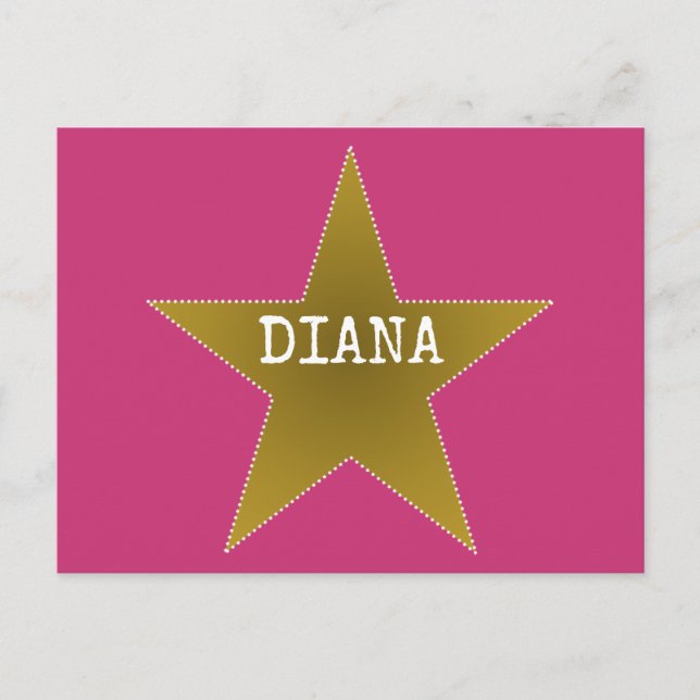 Postal Rock Star Birday Gracias Postcard Pink Gold (Anverso)