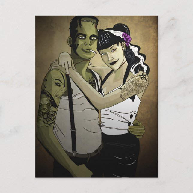 Postal Rockabilly Frank y Bride (Anverso)