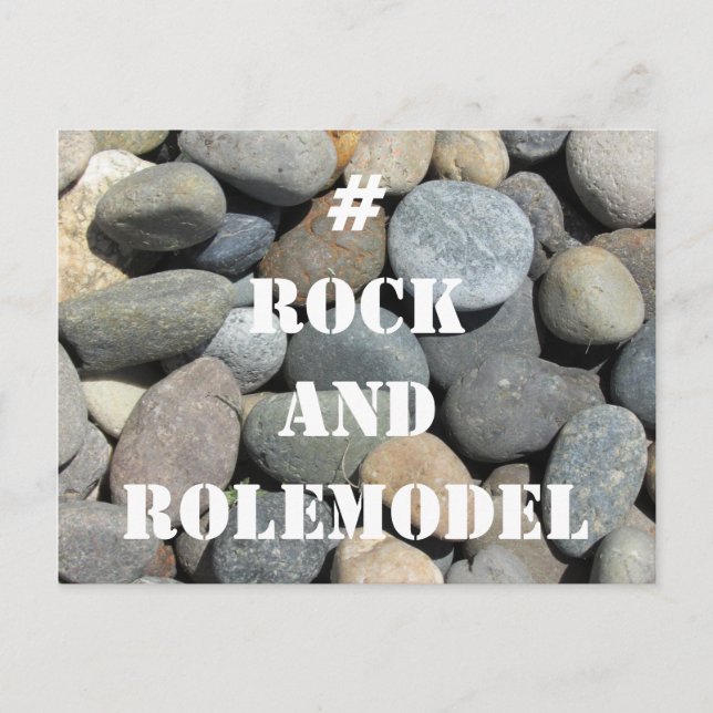 Postal #RockandRolemodel - Blanco sobre las rocas. (Anverso)