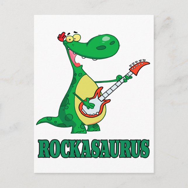 Postal rockasaurus rock n roll dino dinosaur.ai (Anverso)