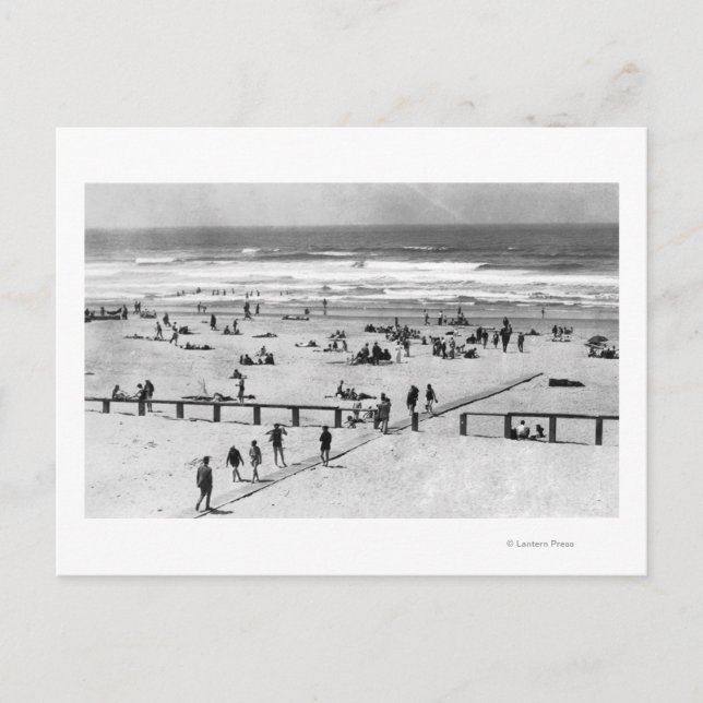 Postal Rockaway, Oregon Beach Scene and Swimmers (Anverso)