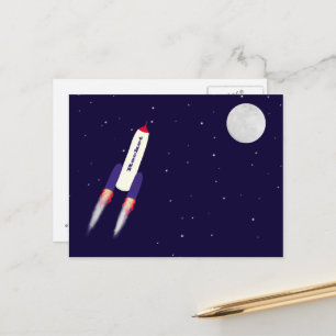 Postal Rocket of Red White and Blue in Space Personalizad