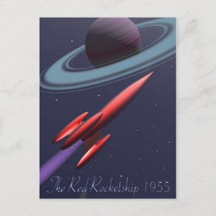 Postal Rocketship Rojo