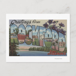 Postal Rockford, Illinois - Escenas de letras grandes