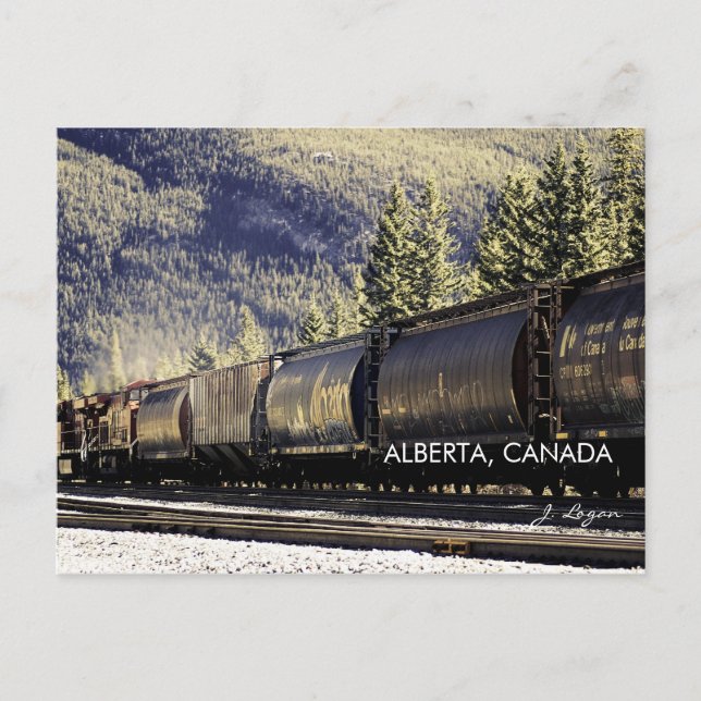 Postal Rockies & Trains, Alberta Canadá (foto de arte fin (Anverso)