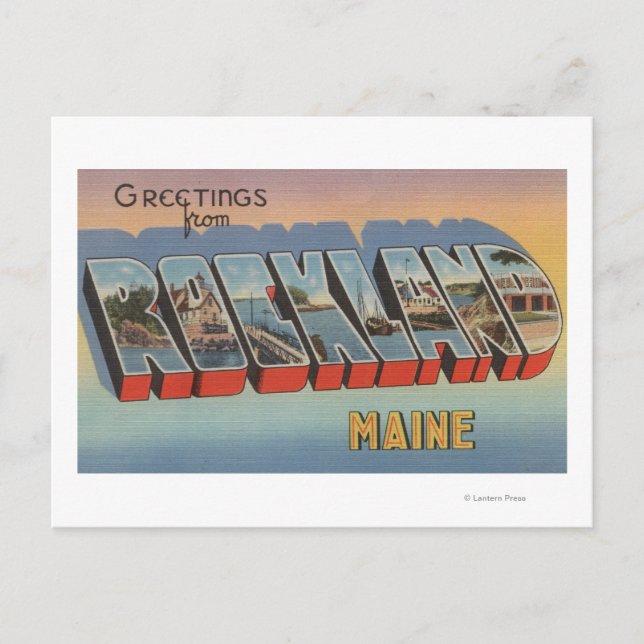 Postal Rockland, Maine - Escenas de letras grandes (Anverso)