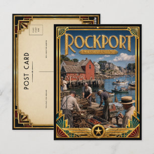Postal Rockport Massachusetts Arte Deco Vintage Edad Dora
