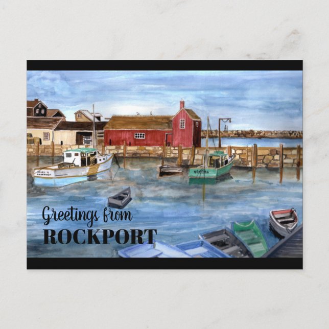 Postal Rockport Massachussetts Nueva Inglaterra Pintura (Anverso)