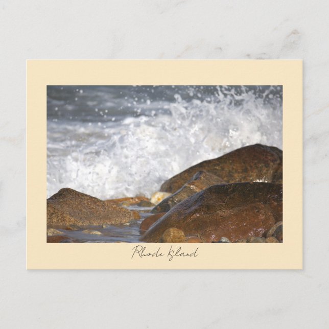 Postal Rocks Waves Rhode Island Postcard (Anverso)