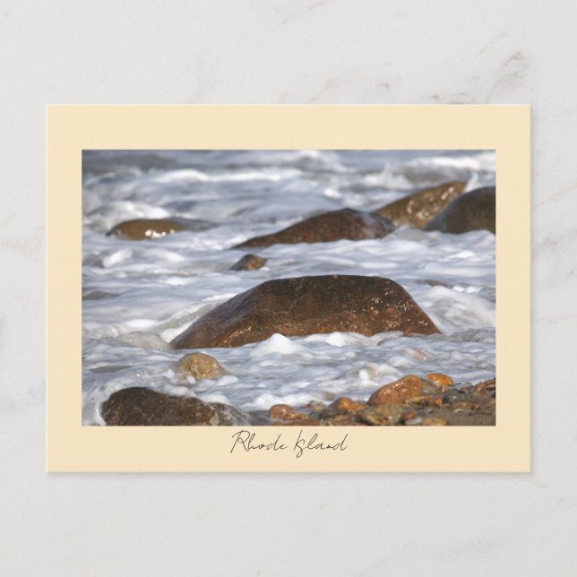 Postal Rocks Waves Rhode Island Postcard (Anverso)