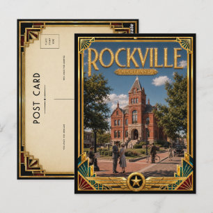 Postal Rockville Maryland Arte Vintage Deco Dorado