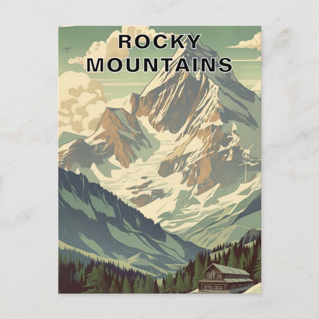 Postal Rocky Mountains Retro Travel Mountain Lodge (Anverso)