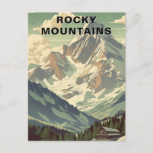 Postal Rocky Mountains Vintage Travel Mountain Lodge (Anverso)