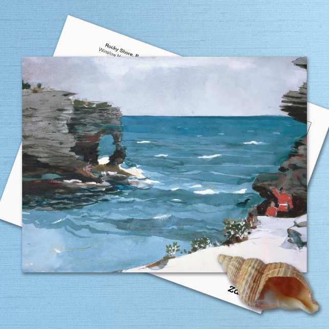 Postal Rocky Shore Bermuda Winslow Homer (Subido por el creador)