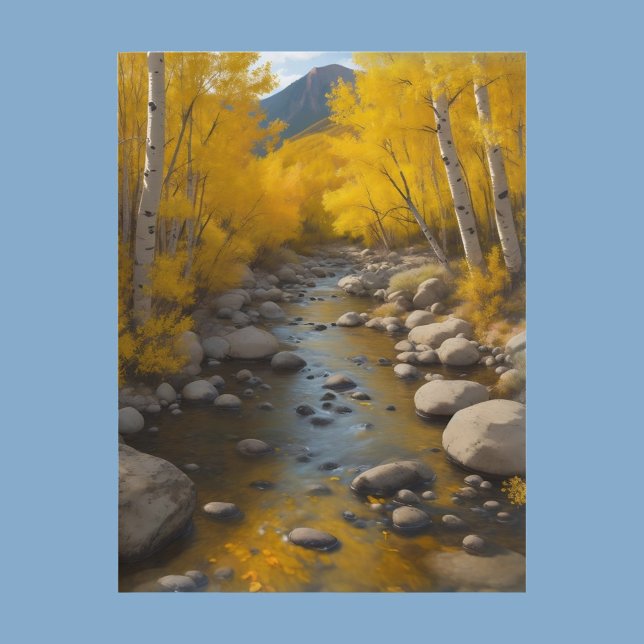 Postal Rocky Stream Con Árboles De Oro Aspen, Pintura (Subido por el creador)
